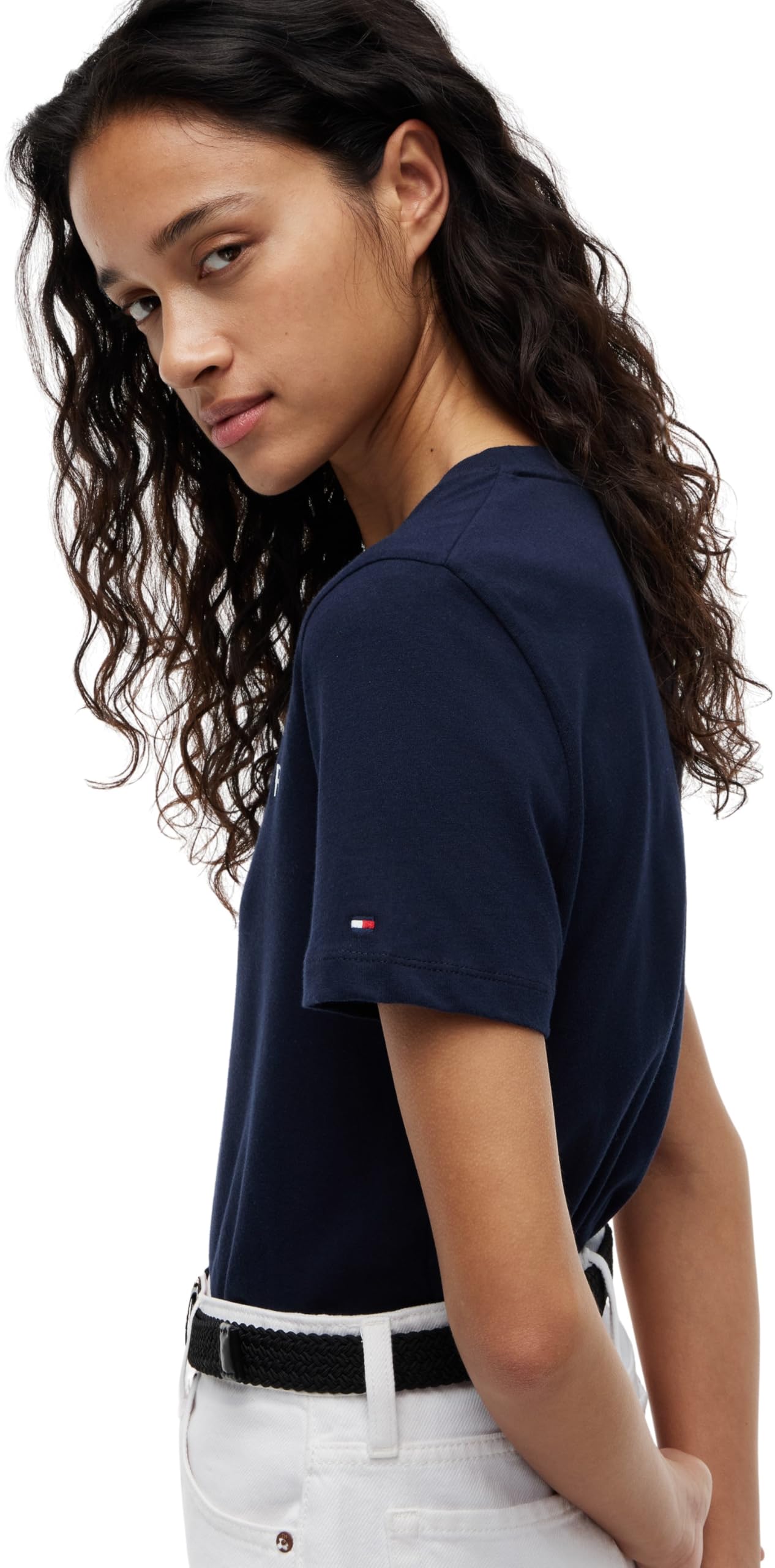 Tommy Hilfiger Camiseta de Manga Corta para Mujer Cuello Redondo