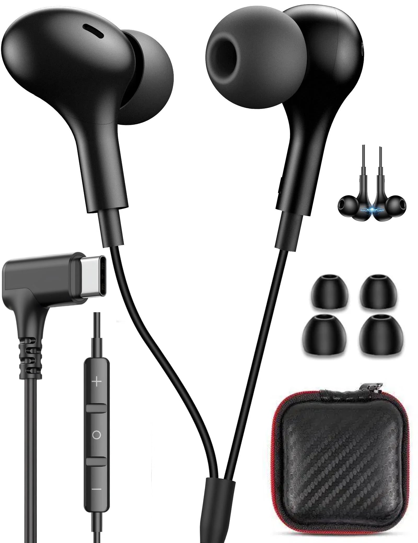 USB C Headphones for Samsung S26 Ultra S25 FE A16 A17,Right Angle Magnetic