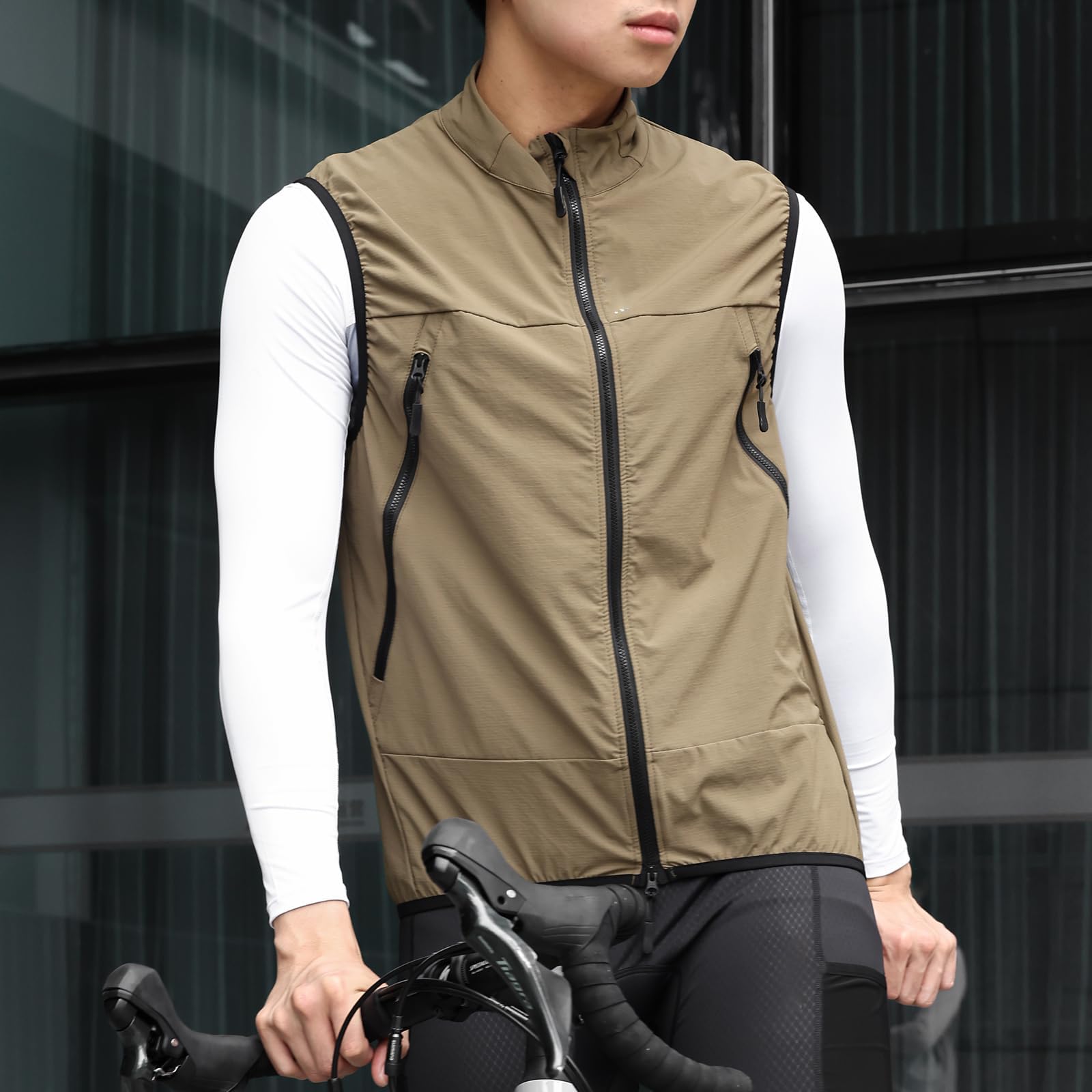 Gilet de cyclisme d'été ultraléger respirant sans manches imperméable et coupe-vent avec protection solaire et bandes réfléchissantes idéal pour le VTT et la course à pied