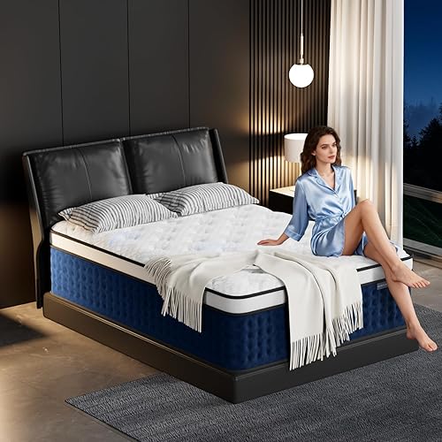 Miniatura 14 de Colchón híbrido King de 12 pulgadas en una caja con espuma viscoelástica de gel [nueva versión], resortes helicoidales embolsados individuales,