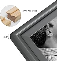 Vista 3 de Marco de fotos de madera doble con bisagras de 5 x 7 pulgadas horizontal y vertical en gris, pantalla de 4 x 6 pulgadas con paspartú o 5 x 7