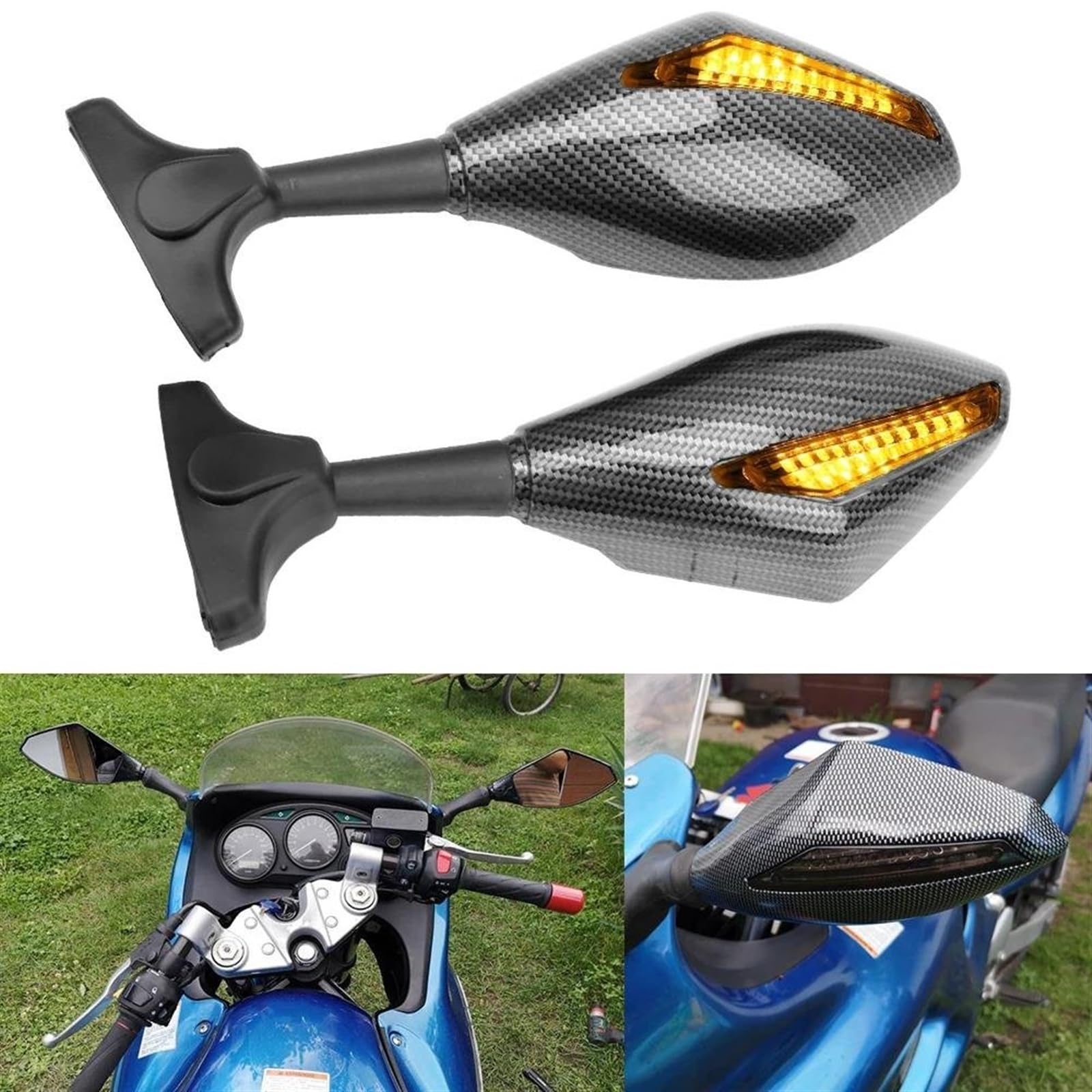 バイクのバックミラー スズキ ユニバーサルバイクLEDターンシグナル 