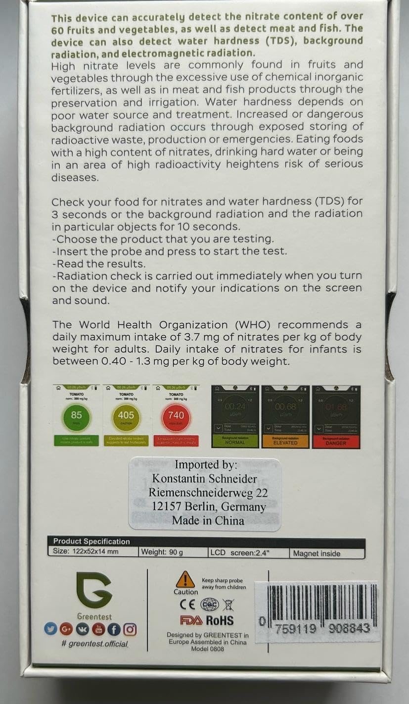 Greentest Eco 6 Geigerzähler Nitrattester Fleisch Fisch TDS Wassertester Strahlenmessgerät Strahlungsmessgerät nitrat tester messgerät geiger counter dosimeter nitratmessgerät