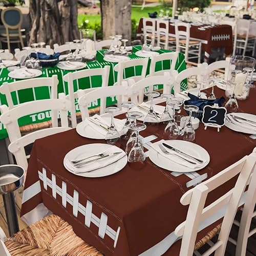 Miniatura 8 de Gatherfun Kit de suministros para fiestas de fútbol, incluye platos llanos, servilletas de postre, vasos, pancarta y mantel de touchdown para