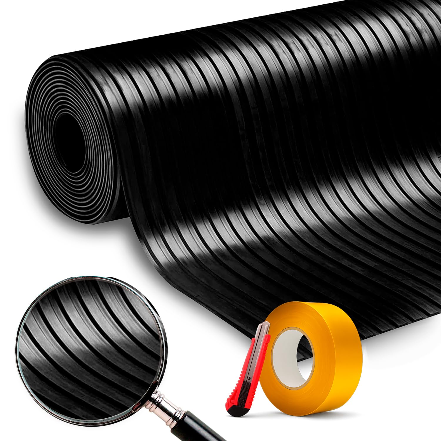 Suelo de Caucho antideslizante, Alfombra Goma rollo, diseño cordoncillo 1Mts(Ancho) x 2Mts(Largo) Espesor 3mm, Furgoneta, PVC Taller Antideslizante Suelo, moqueta resistente al Agua y Fácil de Limpiar