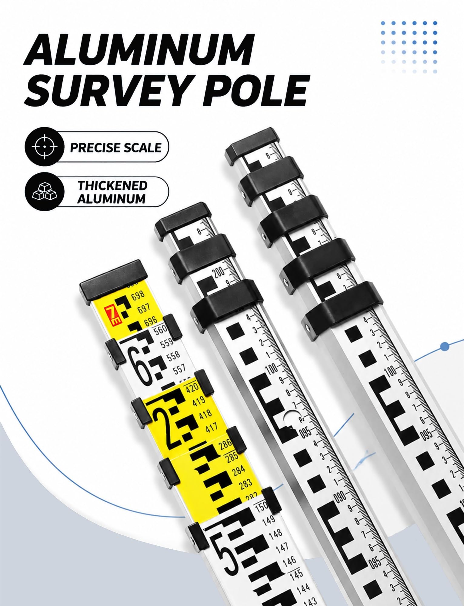 Poste Telescópico Aluminio Medición Nivelación Obras Personal Profesional | Escala precisa en mm con nivel de burbuja; cierres seguros; compacto for fácil transporte(Generation 3,9.84 ft/300 cm)