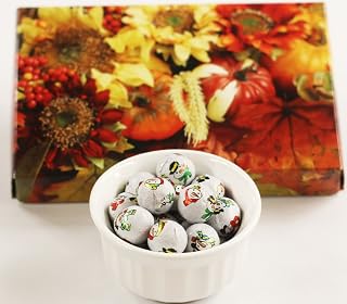 Scott's Cakes Foil Wrapped Solid White Chocolate Snowballs in a 1 Pound Fall Leaf Box