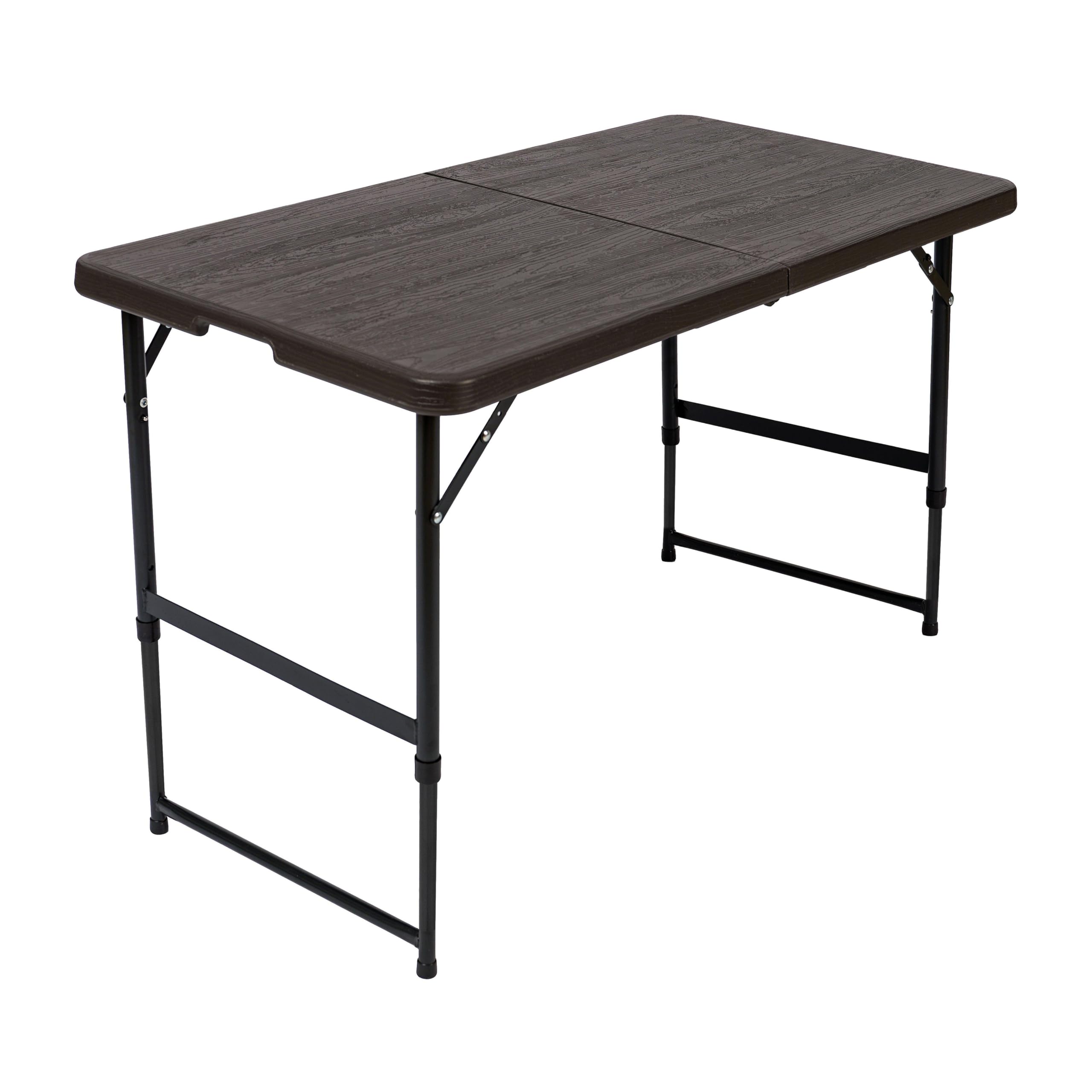Hi-Gear Richmond Table with Powder Coated Steel Frame, Lightweight, Compact, Foldable, Collapsible, Outdoor Events, Camping, Picnics, Festivals, BBQs, Garden Parties, Carry Handle, Brown