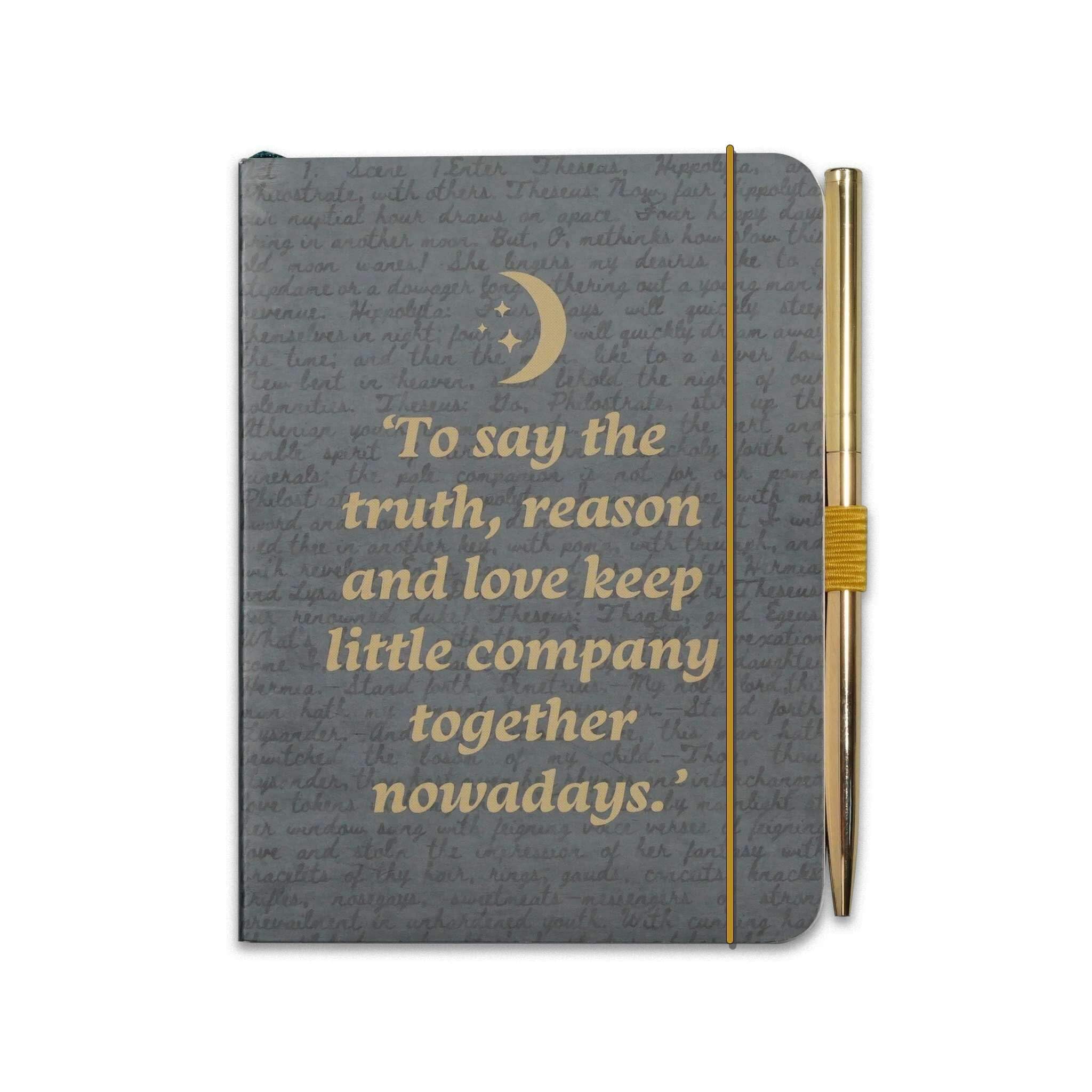 Half Moon Bay | Shakespeare | Midsummer Night's Dream A6 Notebook & Pen Set | Charcoal Lined Journal with Gold Metallic Pen | Premium Literary Range | Dark Academia Gift for Writers