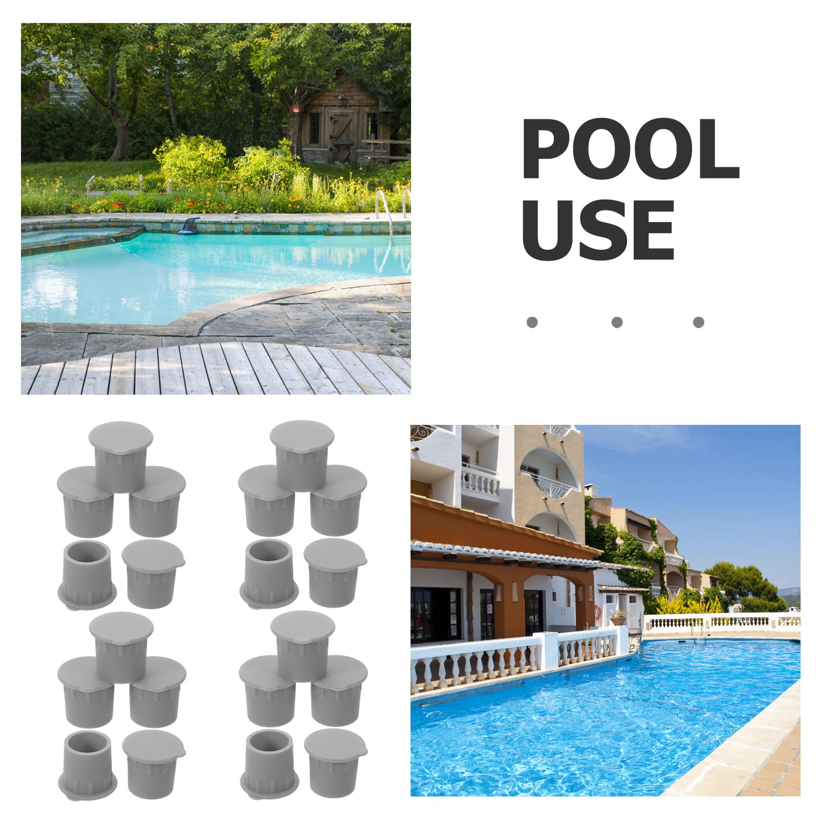 COLLBATH 20 Tapas para Agujeros de Vallas de Piscina, Cubiertas de Anclaje de plástico Resistentes a la Intemperie para Fundas de Suelo de 1 Pulgada, Tapones para Agujeros de Postes para Vallas de