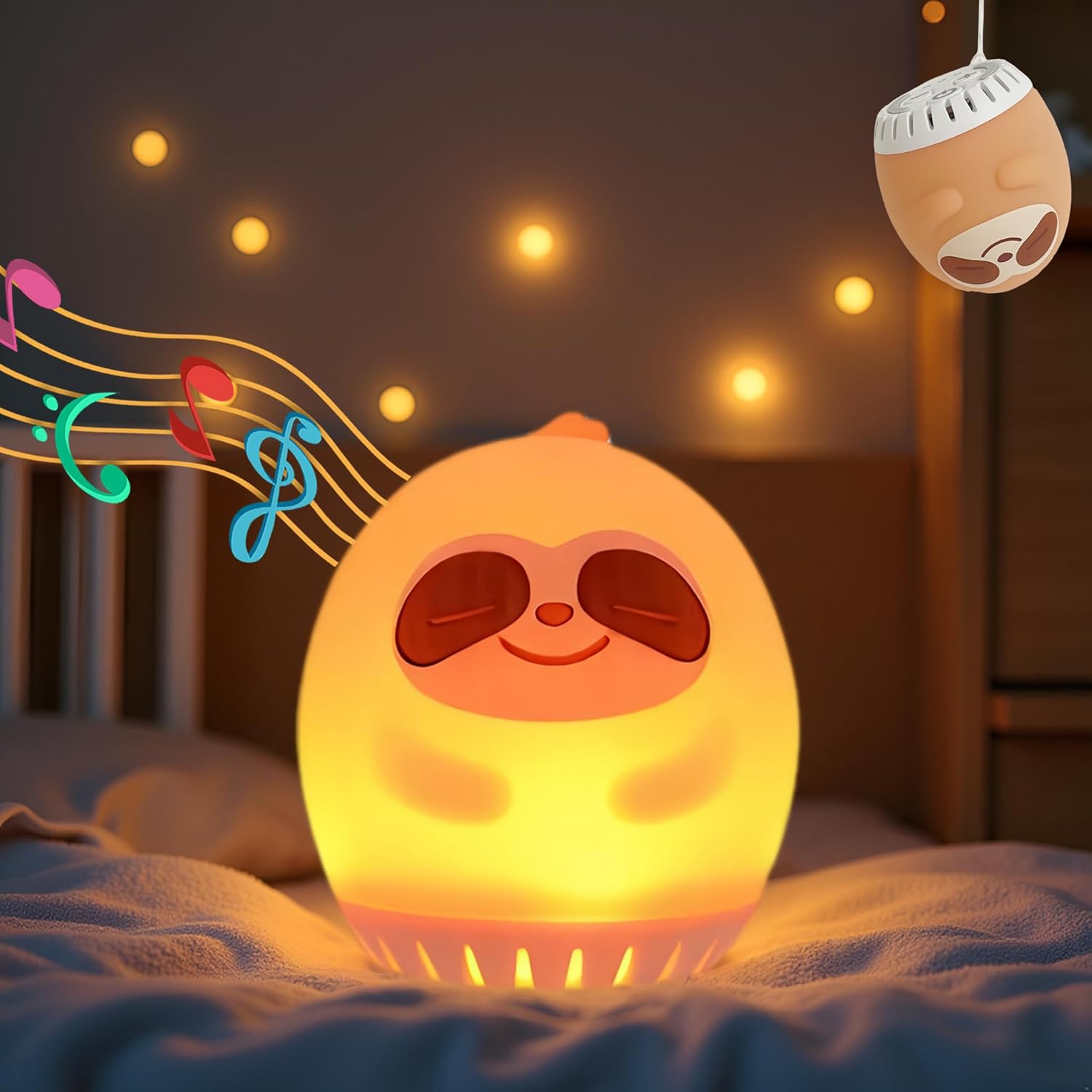 Night Light with White Noise, Sleep-Aid Sound Machine, Infant Sleep Trainer with 20 Soothing Sounds, 30/60/90 Minutes of Music/Light Timer, Gift for Boys/Girls/Students – Sloth