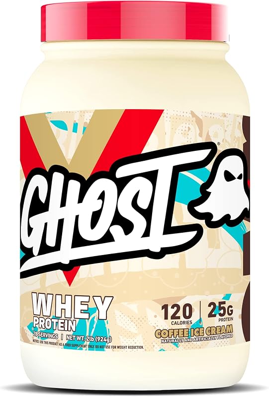 GHOST Whey Protein Powder, Coffee Ice Cream - 2LB, 25G of Protein