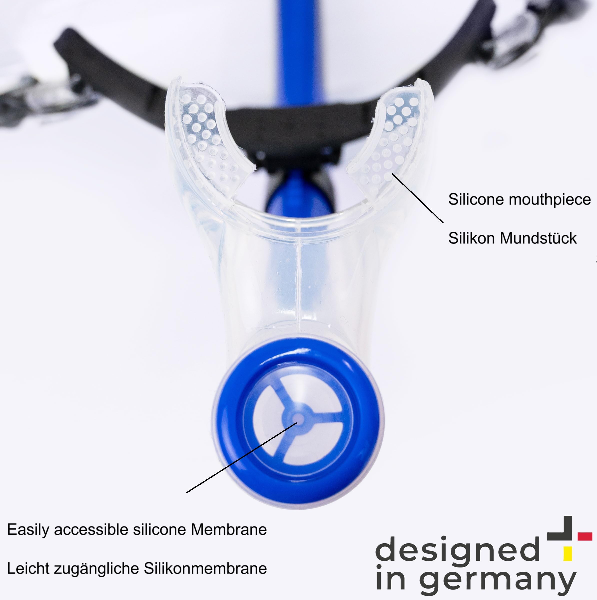 Tubo de Snorkel Premium para natación – Diseñado en Alemania - Tubo de Snorkel Frontal con Boquilla de Silicona, Diadema de Silicona, Tubo de Snorkel para natación
