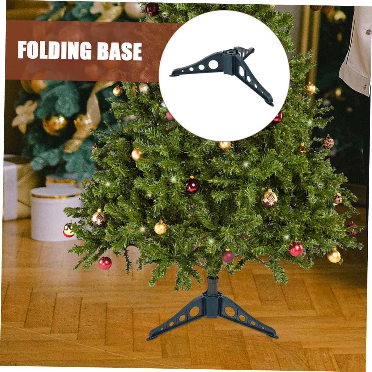 Garneck 4pcs Christmas Tree Base Holder Christmas Tree Stand Easy to Assemble Sturdy Support Festive for Holiday Decor