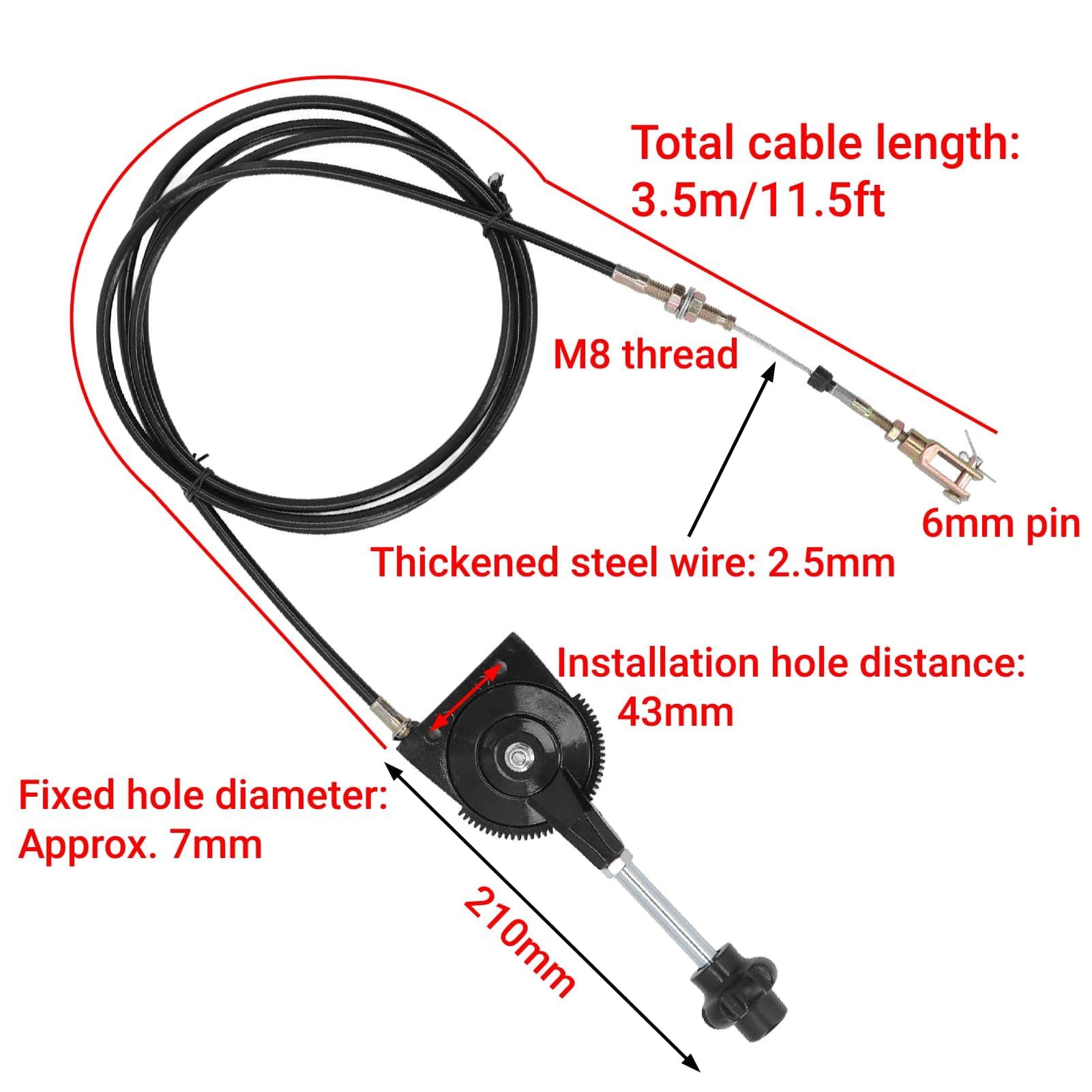 Cable de Acelerador Manual para Excavadora de 3,5 M, Cable de Control de Acelerador de Acero Inoxidable PU para Excavadora y Camión Mezclador