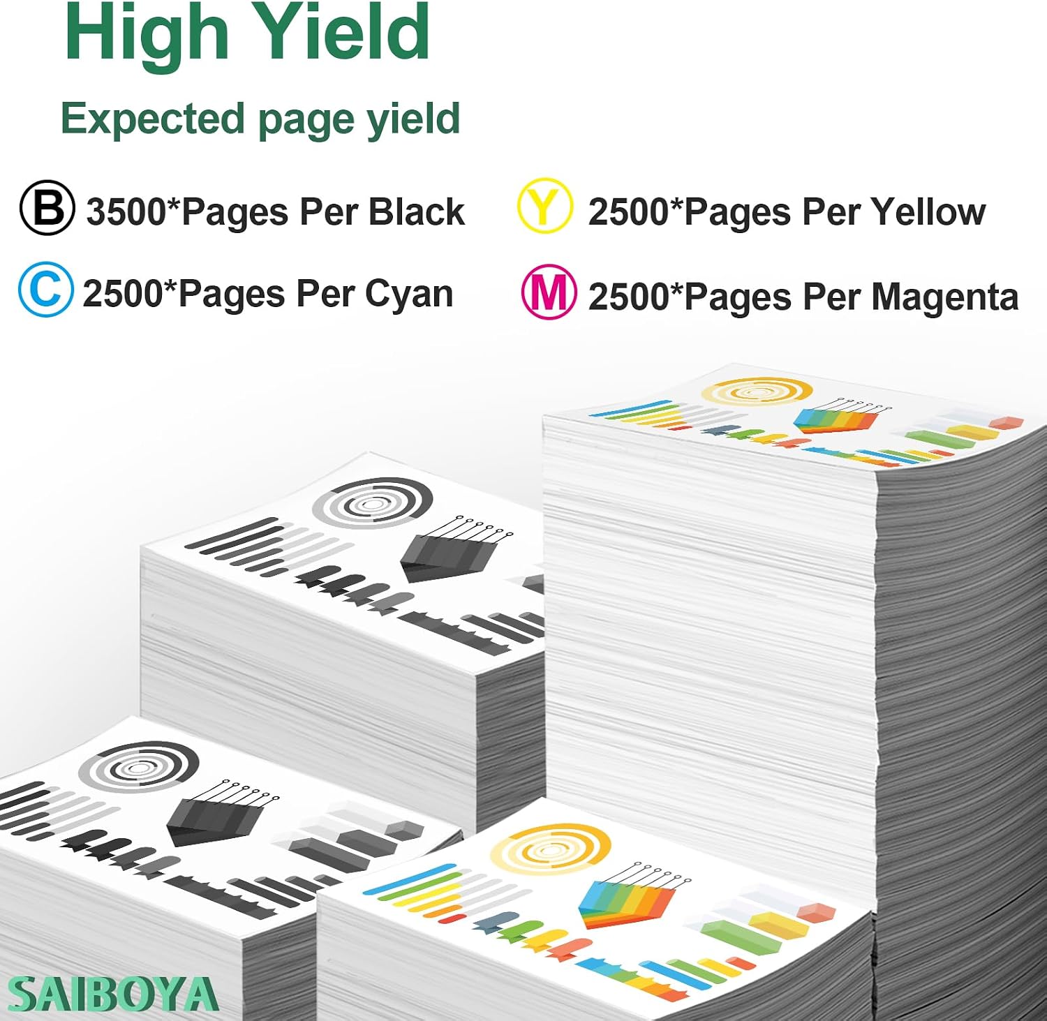C231HK0 C231HC0 C231HM0 C231HY0 High Yield Toner Cartridge Replacement for Lexmark C2325 C2425 C2535 MC2325 MC2425 MC2535 MC2640 Printer (Black 3500 Pages,Colour 2500 Pages)
