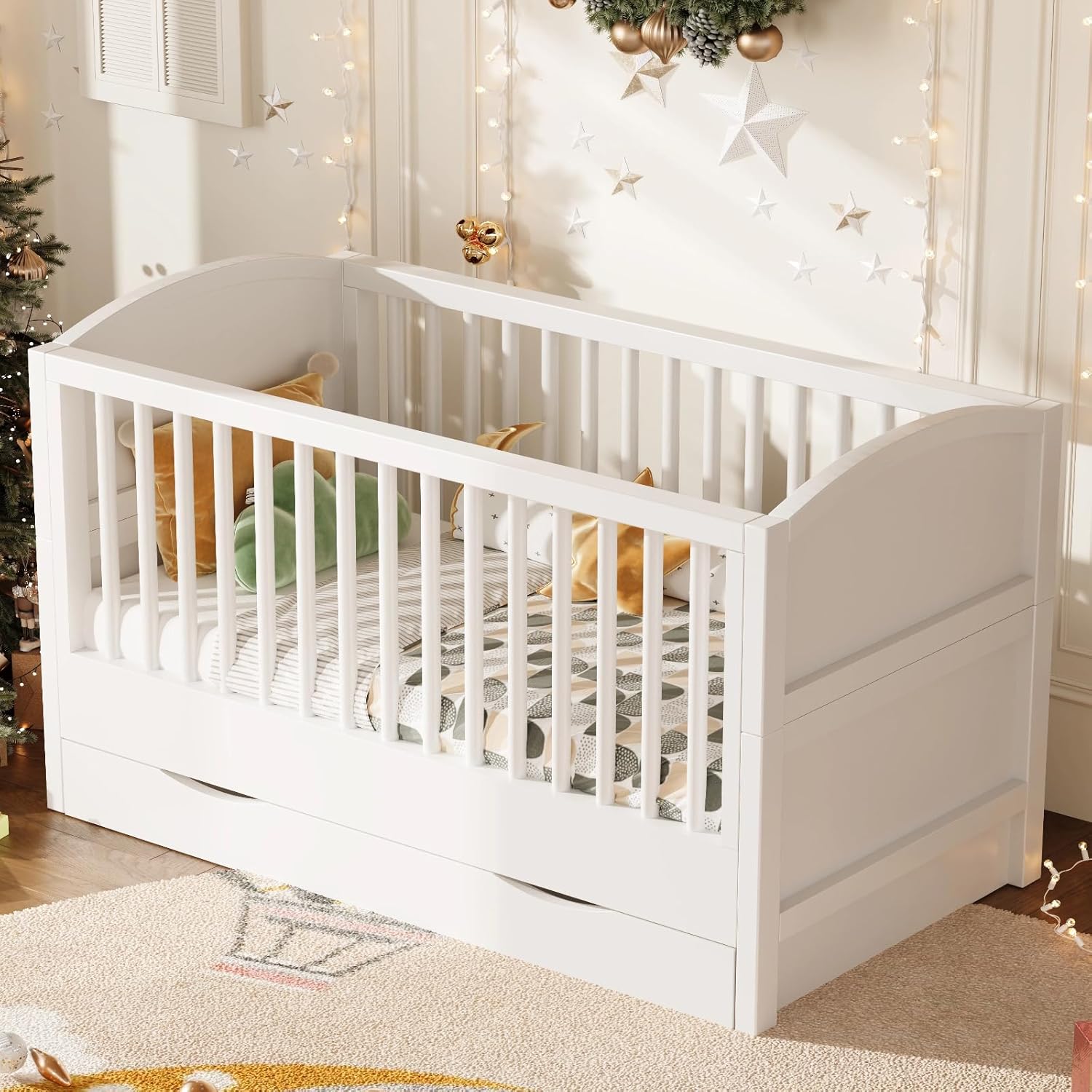 4-in-1 Convertible Crib, Converts to Toddler Bed and Full Bed