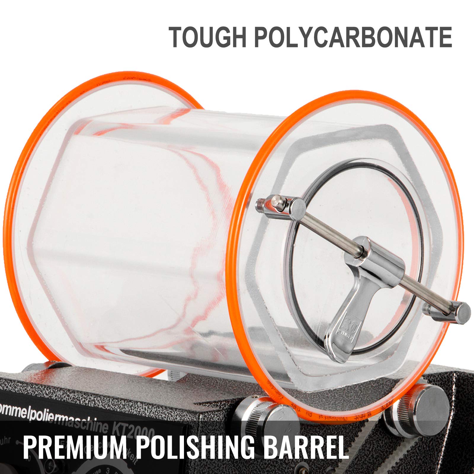 VEVOR Schmuck Poliermaschine aus zähem Polycarbonat 5 Kg, Rotary Tumbler Oberflächenpolierer 60 W, Schmuck Polieren, Dreh-Tumble Labor Kugelmühle, rutschfest, stabil für Magnesiumlegierungsmaterialien