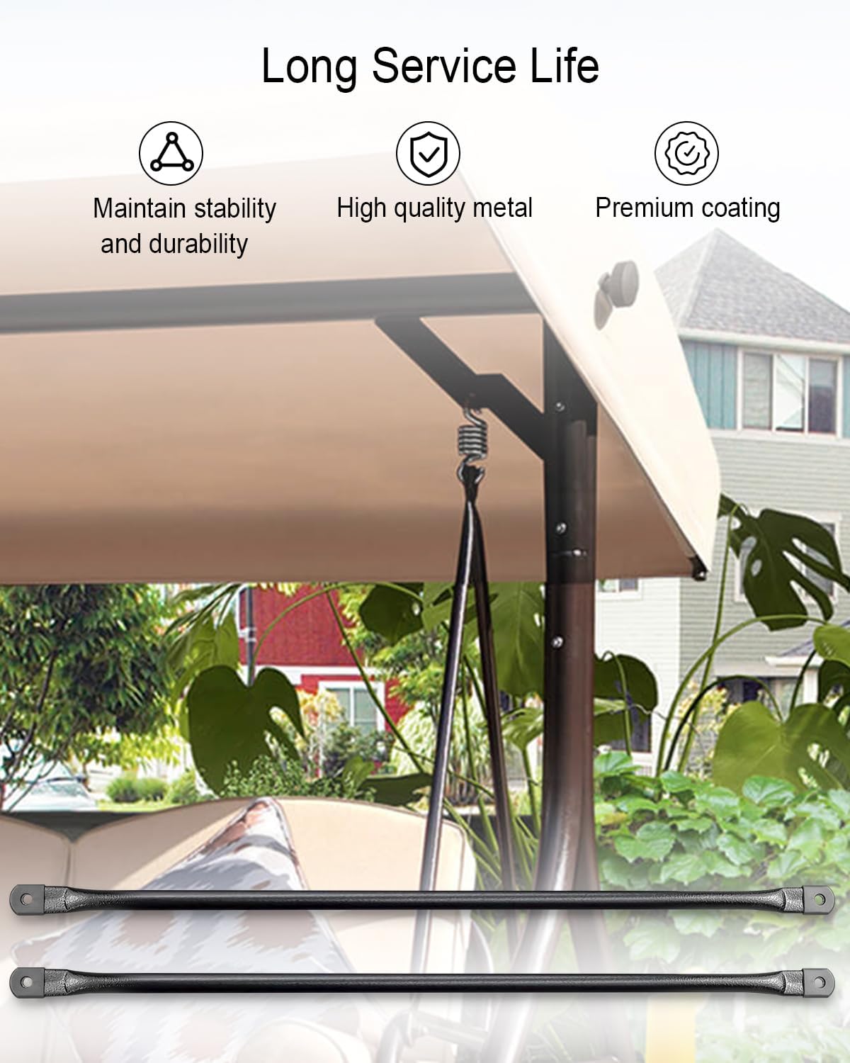 33.5"/85cm Garden Swing Replacement Bars for Safely Hanging Swing Seat to Frame, Bronze Metal Round Rods, 2Pcs