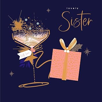 Lovely Sister Luxury Fizz Embellished Christmas Card Xmas Greeting Cards 690951