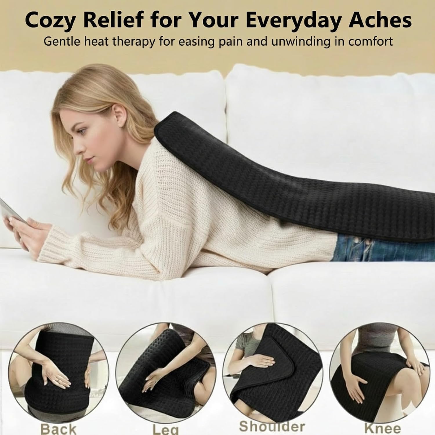 Extra Large Heating Pad for Back Pain Relief - 20"x40" Full Body Heating Pad with 9 Heat Settings, 4 Timers & Auto Shut Off - Moist/Dry Heat Therapy for Neck & Shoulder, Gifts for Women Men