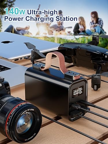 Miniatura 4 de Cargador portátil de 140 W y 50,000 mAh para MacBook - PD3.1QC4.0 Banco de energía de carga rápida con batería de grado automático, 4 salidas USB-C