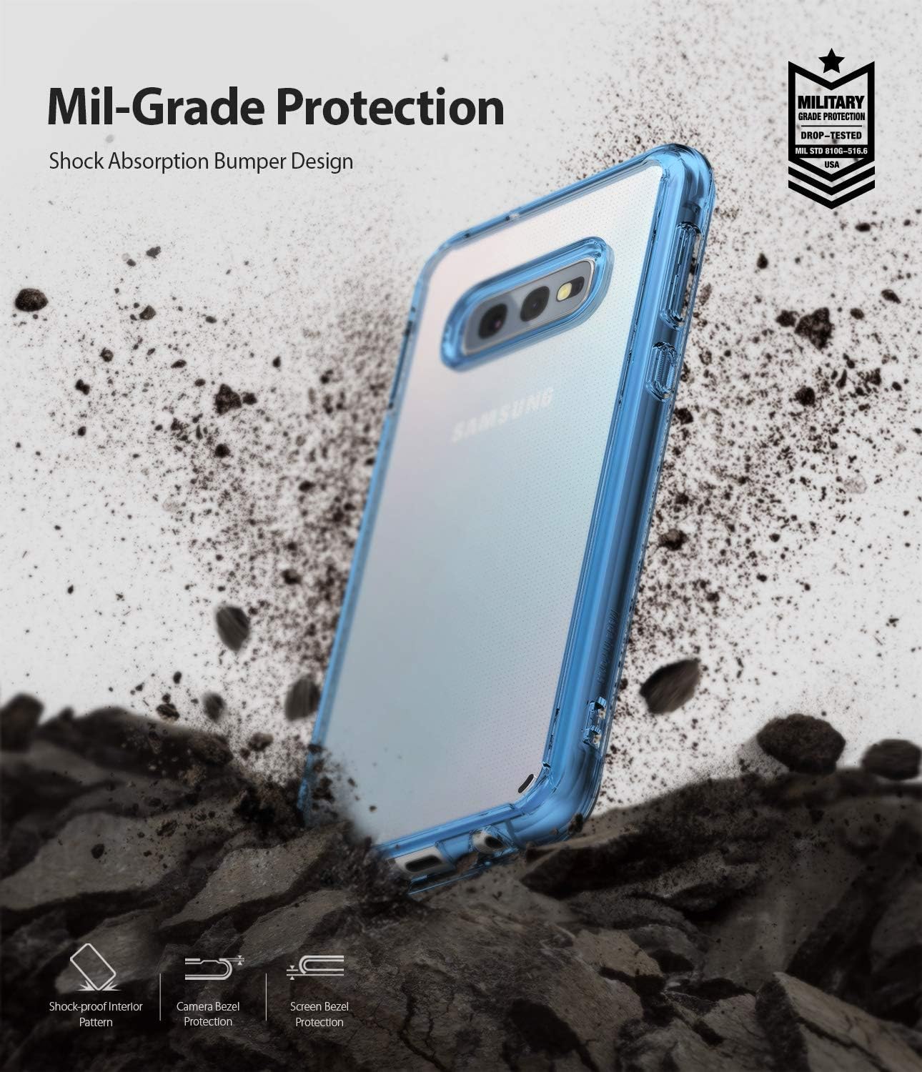 Ringke Fusion Compatible with Galaxy S10e Case (5.8"), Clear Back Soft Shockproof TPU Bumper Phone Cover - Aqua Blue