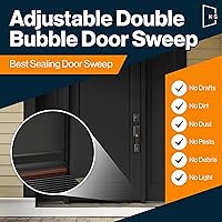 Vista 2 de KS Hardware, Patente pendiente, barrido de puerta de doble burbuja ajustable, bloqueador de corrientes de aire, sello debajo de la puerta
