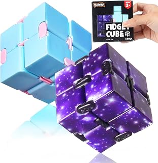 BunMo 2 Pack Infinity Fidget Cube – Pocket Fidget Toys for Kids & Adults – Quiet Folding Desk Fidget with Smooth Hinges, Durable ABS, Portable Sensory Cube