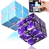 BunMo Boys Easter Basket Stuffers - 2 Pack Infinity Fidget Cube - Pocket Fidget Toys for Kids & Adults - Easter Basket Stuffers for Teens - Fidget Toy- Quiet Folding Durable ABS Sensory Cube