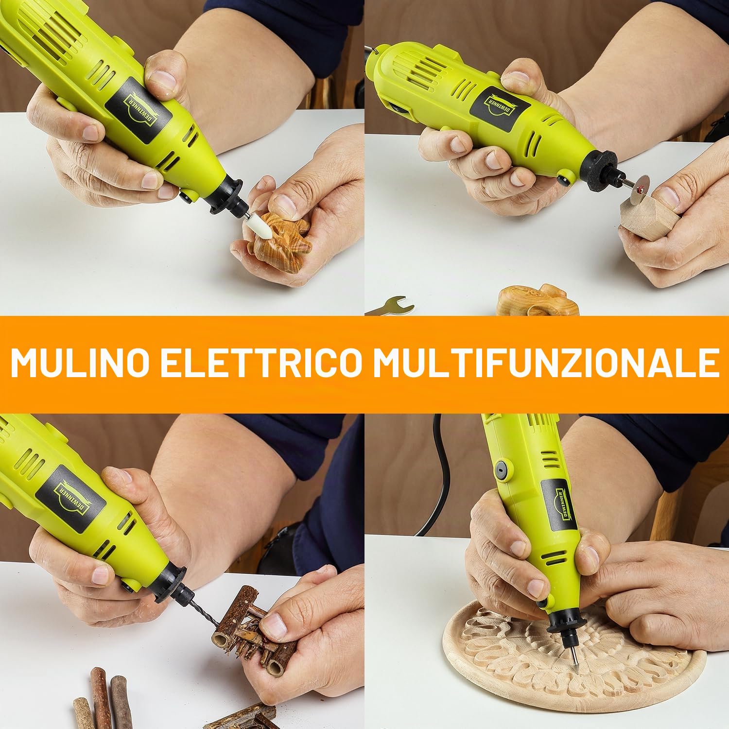 DEWINNER 233pcs Utensili Rotanti Multifunzione, 135 W Mini Utensile Rotante Elettrico Fili a 6 Velocità Variabile, Mandrino Universale, Ideale per Tagliare, Incidere, Lucidatura, Trapano, ecc.