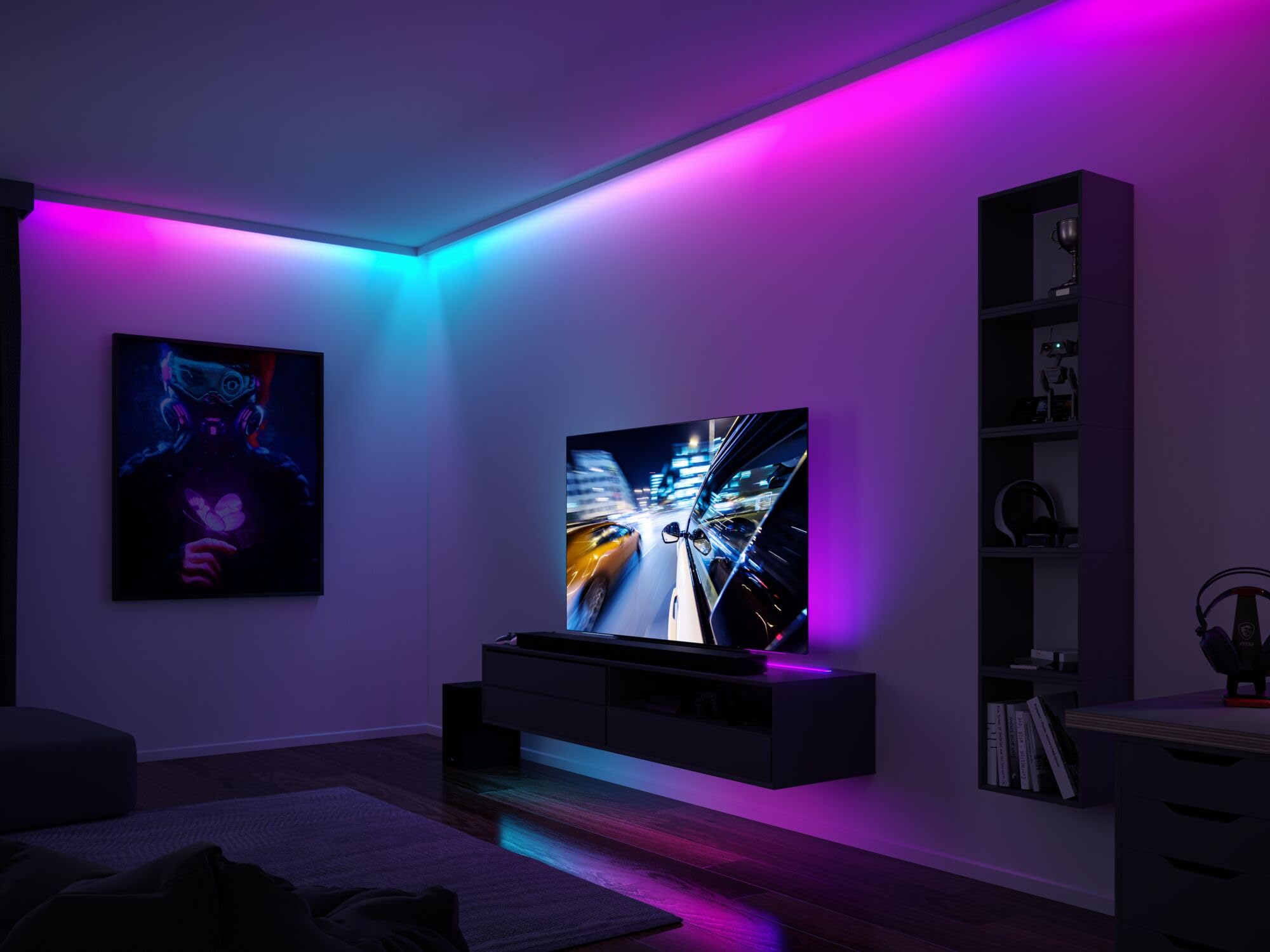 Paulmann 78887 Strip LED Set 3 m Dynamic Rainbow RGB IP20 12V DC incl. 1x5 Watt dimmerabile bianco plastica 5 W, 3m