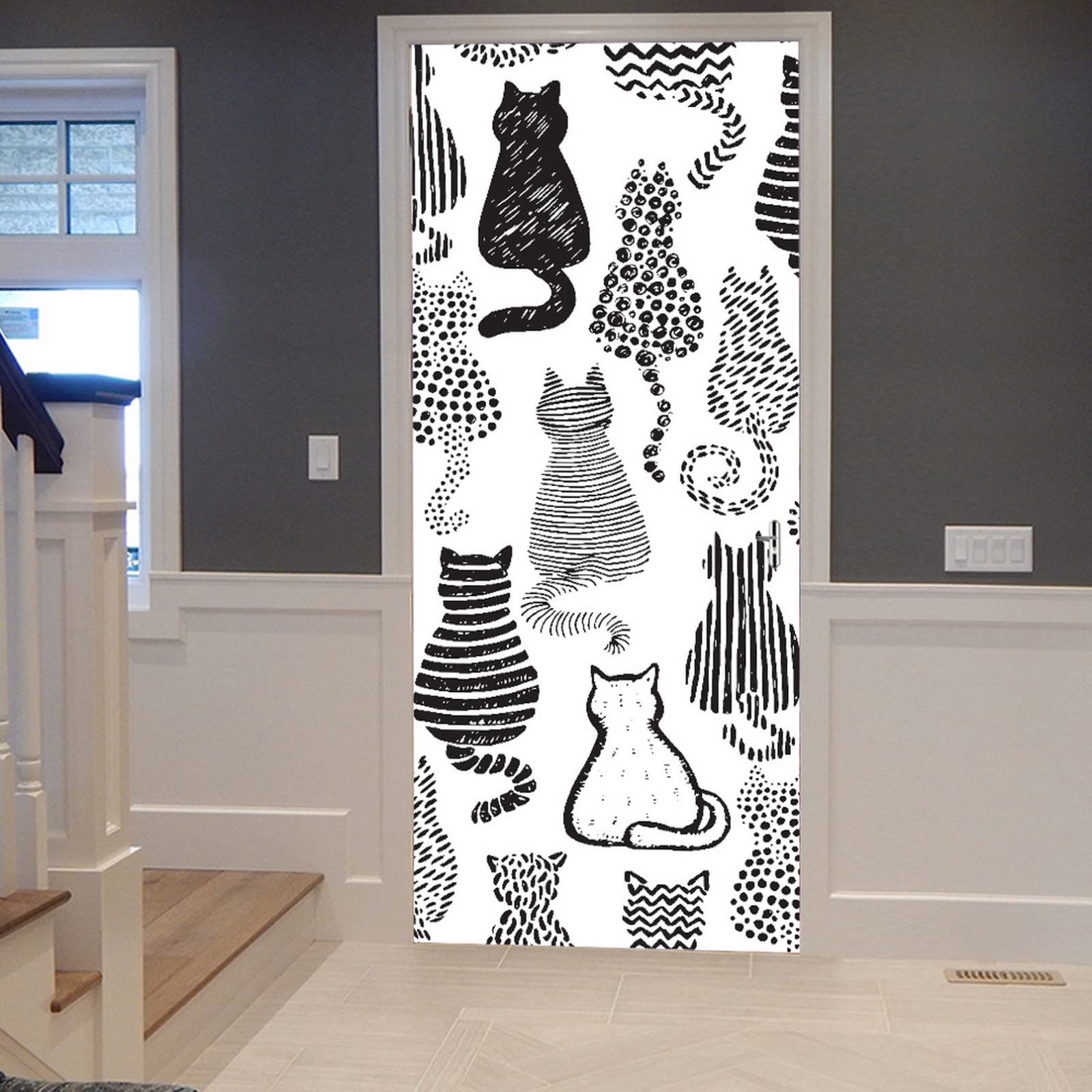 Sticker Porte Autocollant Poster de Porte 3D Fleurs Tropicales