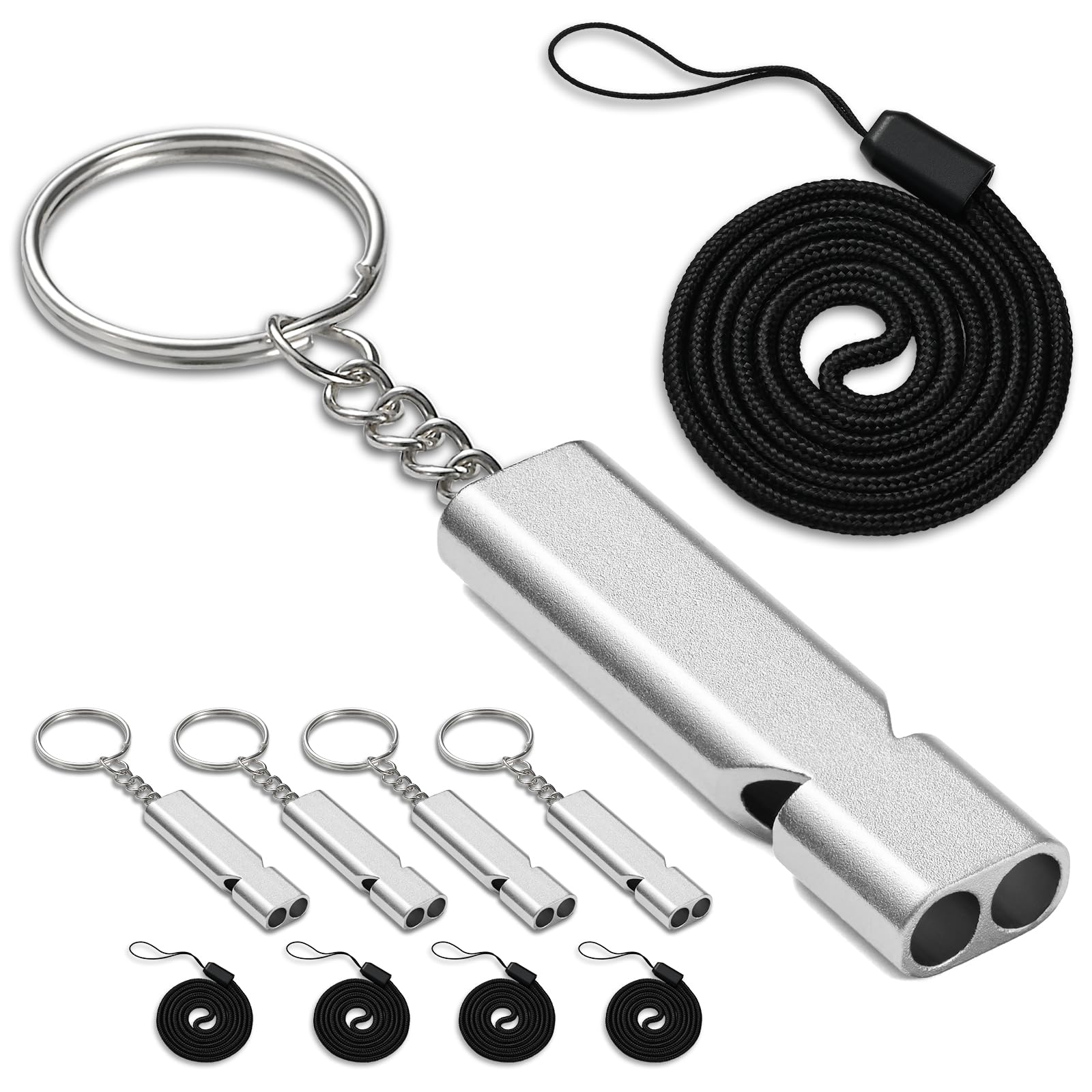 BEIHOO High Volume Whistle, Easy to Blow, Aluminum Alloy, Compact Lightweight, Emergency Use with Keychain & Lanyard, Disaster Preparedness, Security, Outdoor, Sports, Referee Use : Sports & Outdoors