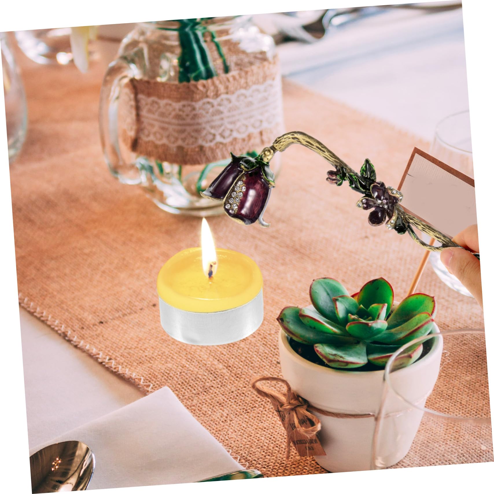 Gatuida 4pièces Cendrier De Bougie Éteignoir Vintage Outil De Sécurité pour Éteindre Bougies Parfumées Accessoire pour Amateurs De Bougies Design Élégant avec Violettes
