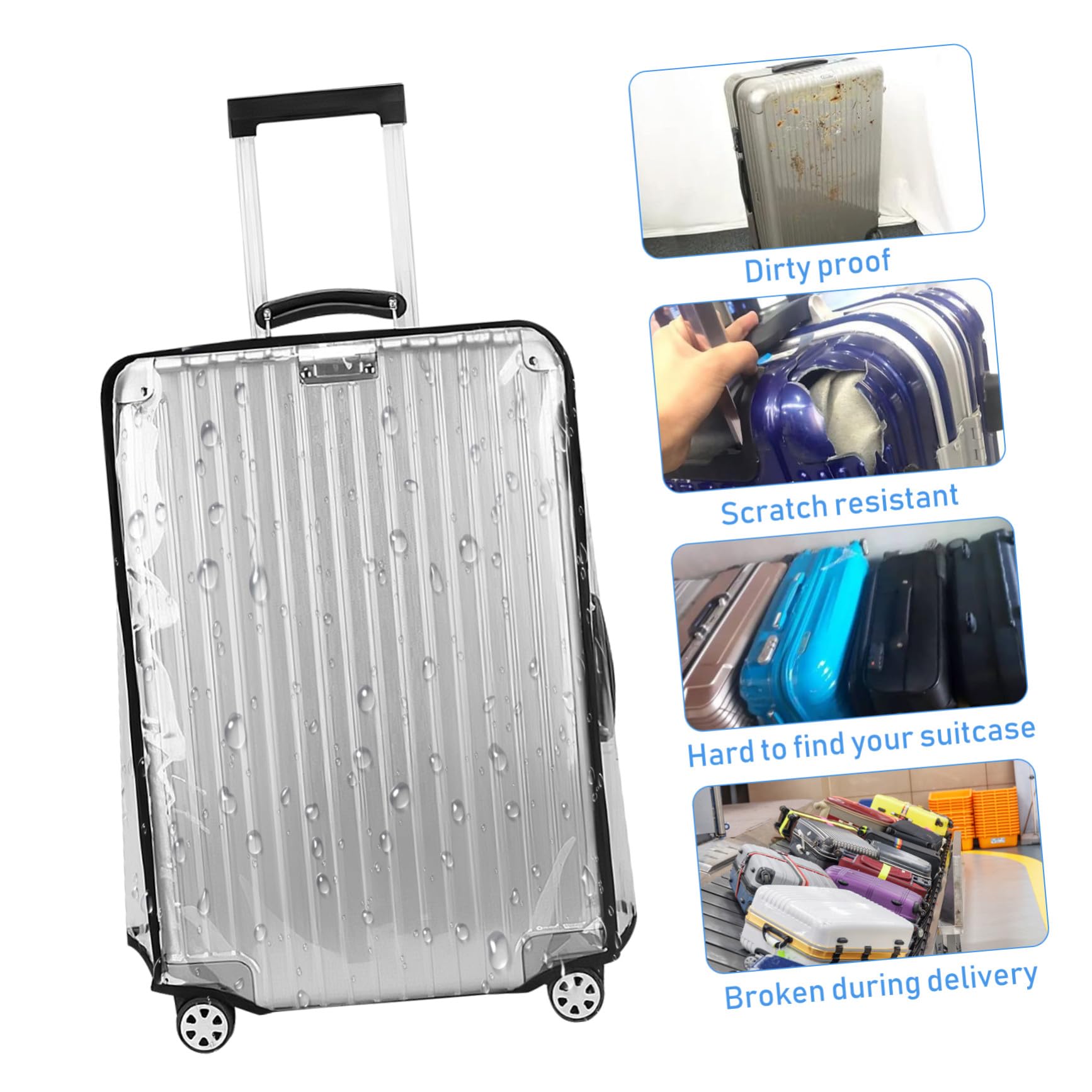 Mipcase 2 pezzi Copertura Valigia Trasparente in PVC Spessa Protezione Anti- Coprivaligia Adatto a Tutti i Trolley Proteggi Valigie da Usura e Polvere