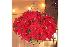 BLEUM CADE Christmas Decorations-Artificial Christmas Flowers Hanging Poinsettias with Basket for Outdoors