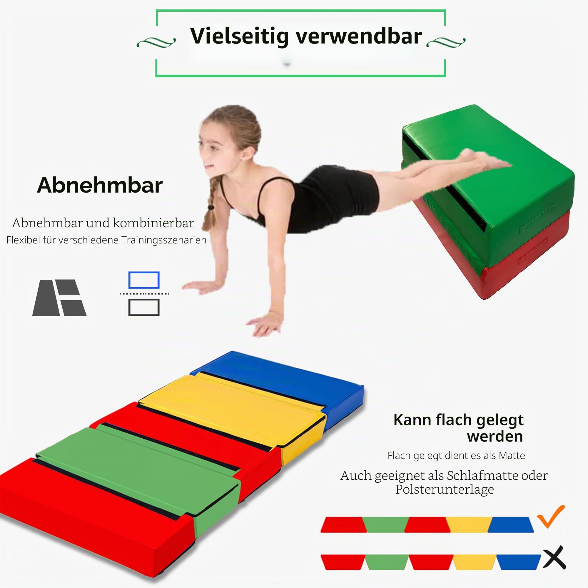 Plyometrische Box aus Schaumstoff - Zerlegbare Rutschhemmende Plyo-Boxen für Fitnessstudio & Heimtraining, Modulares Sprungbox-System für Yoga, Turnen, Taekwondo | Easy-Clea(Size:90*60*90*30cm)