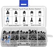 OCR 180Pcs Tactile Push Button Switch Assortment Kit, 10 Values 6x6mm 4-Pin Micro Momentary Tact Switch Set