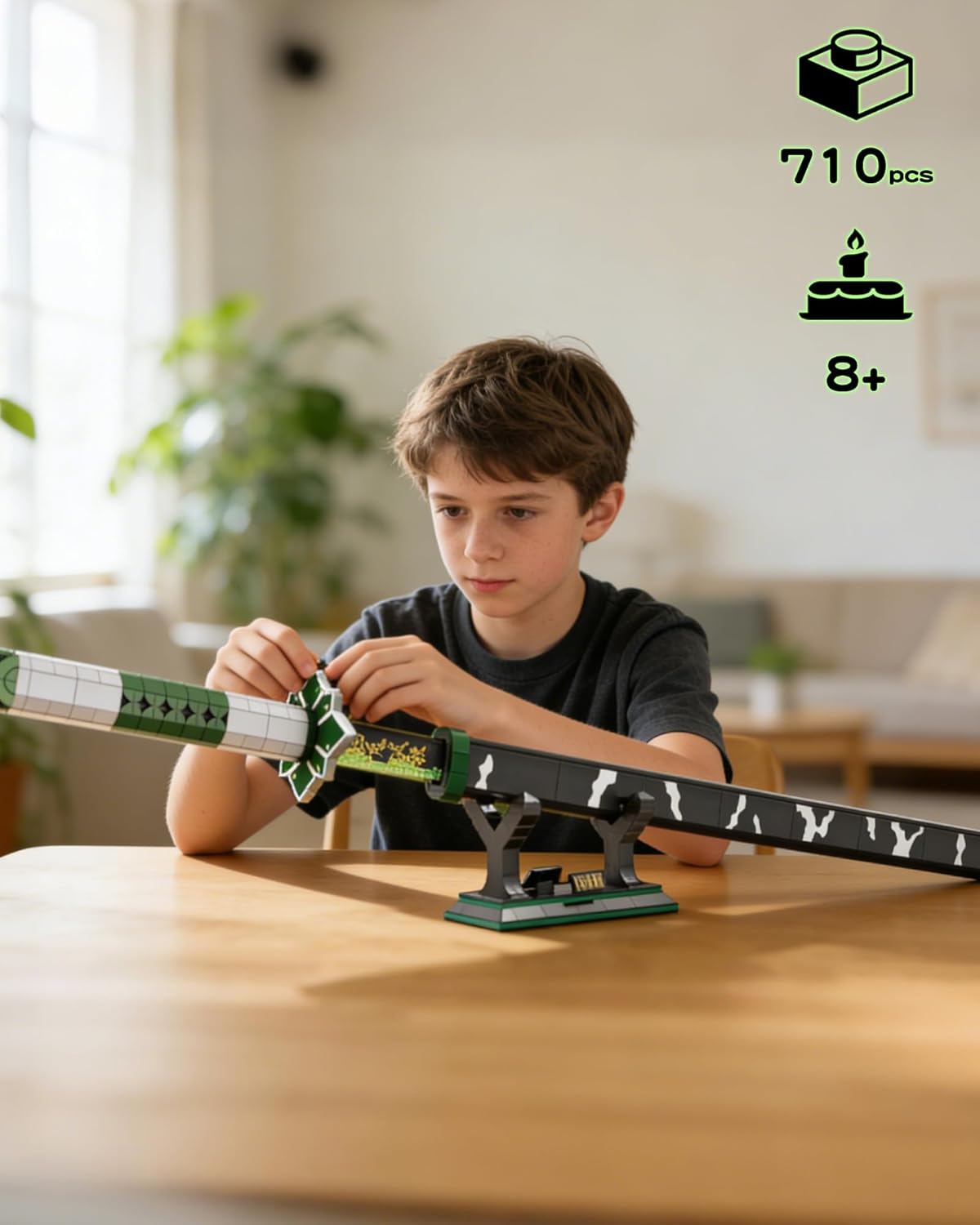 39in Sword Building Block Sets, Compatible with Lego Set, 710PCS Samurial Sword with Scabbard and Stand, for Boys Adults 8 9 10 11 12 13 14