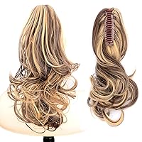 Vista 10 de DIGUAN Extensiones de cola de caballo cortas con clip, onduladas, rizadas y onduladas, sintéticas envolventes con clip, de 13 pulgadas, para mujeres