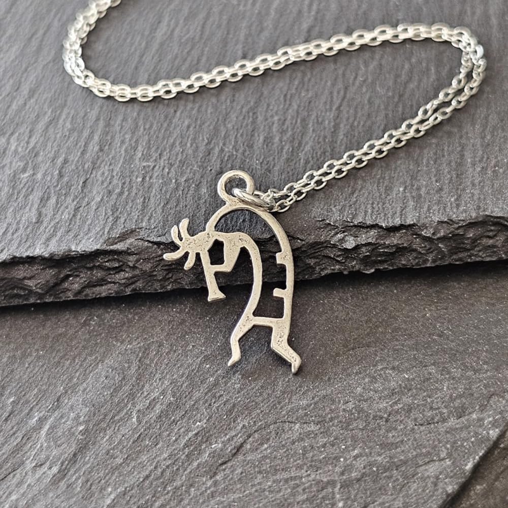 Sterling Silver Tiny Kokopelli Charm Necklace. 18" - Image 2
