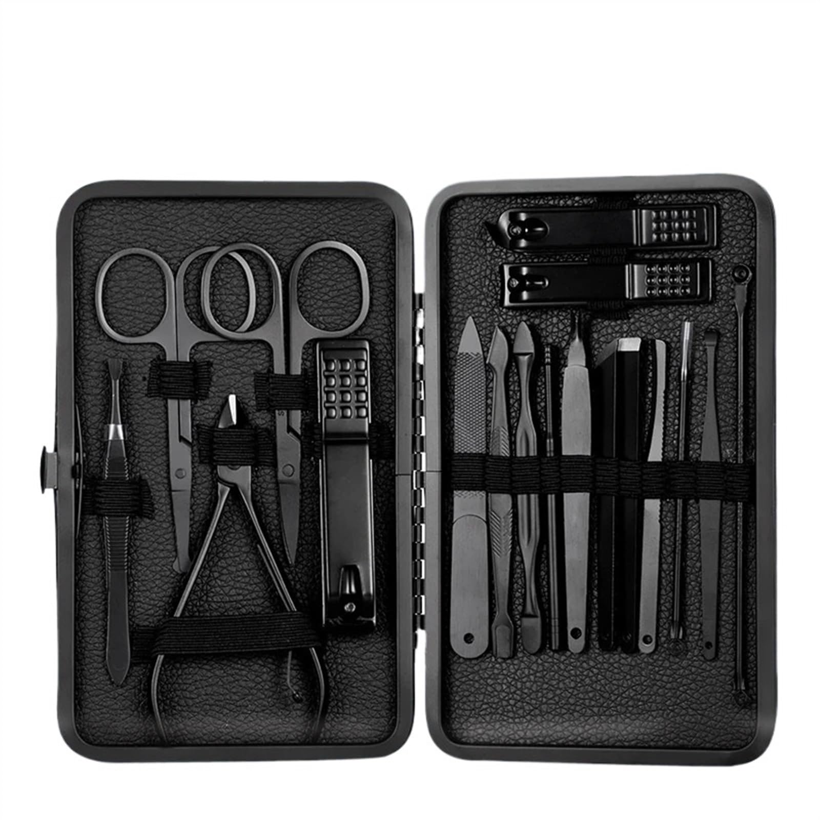 YQINQIN83B Nail Clippers Kit Stainless Steel Nail Clipper Cutter Trimmer Earpick Grooming Kit Manicure Pedicure Scissor Tweezer Nail Tools Set With Black Tra Manicure Pedicure Kit