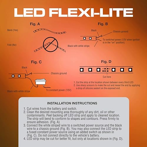 Miniatura 5 de Pilot Automotive CZ-177N - Juego de luces LED flexibles (2 piezas, 12 pulgadas), color naranja