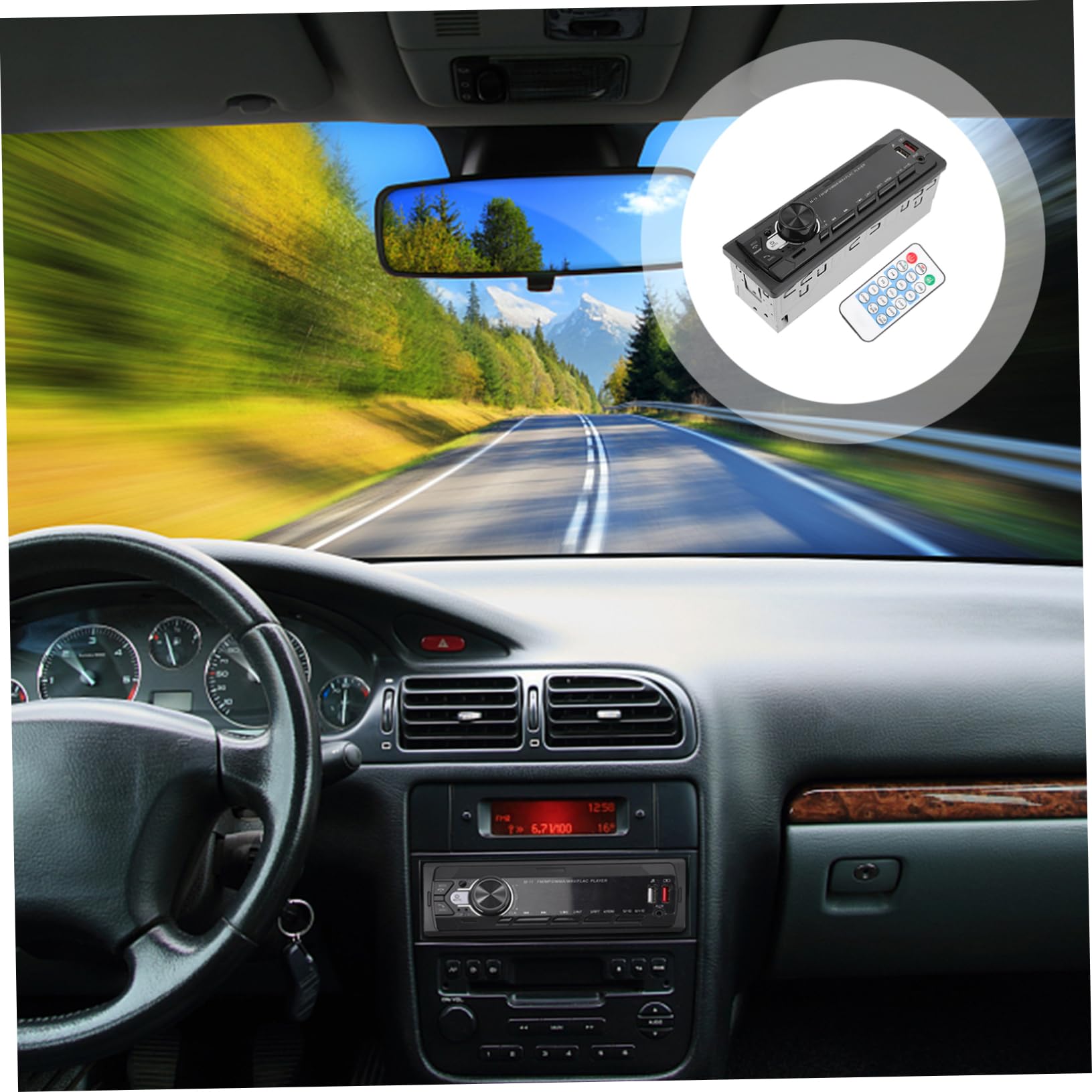 Reproductor de Mp3 para Coche 12 V con Conexión Inalámbrica y USB | Negro Abs, Versión 5.0, 2 Puertos USB 2.0 Frontales, Mando a Distancia Incluido