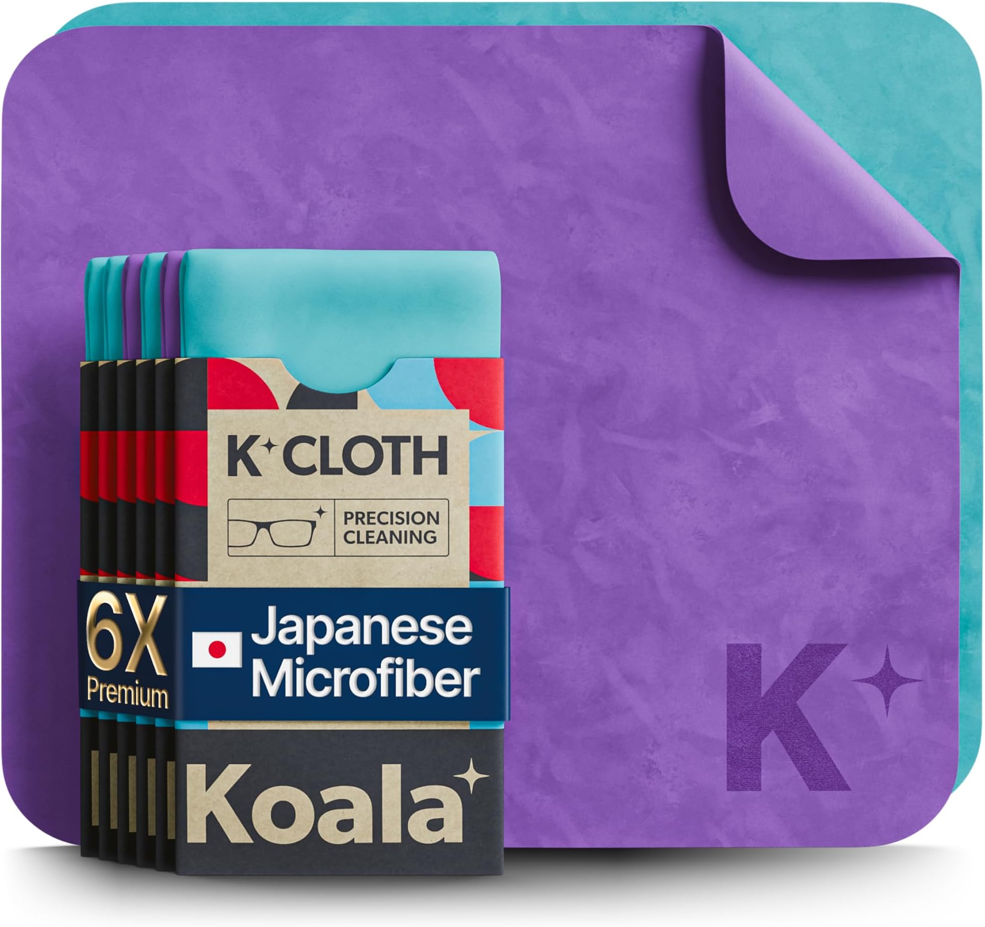 Lens Cleaning Cloth | Japanese Microfiber | Glasses Cleaning Cloths | Eyeglass Lens Cleaner | Eyeglasses, Camera Lens, VR/AR Headset, and Screen Cleaning | Blue & Purple (Pack of 6)