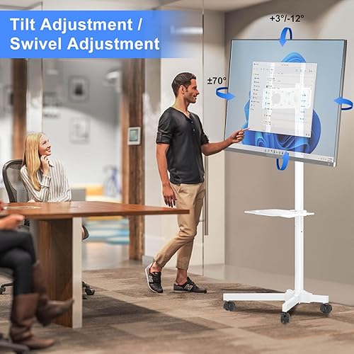 Miniatura 4 de suptek Carrito de TV móvil blanco para televisores de pantalla LCD LED planacurvada de 21 a 60 pulgadas, Max VESA 400 x 400 con estante para laptop