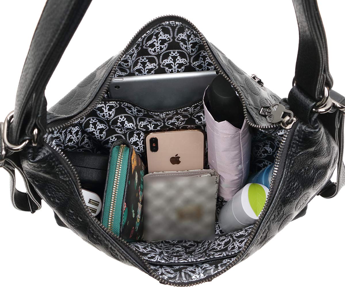 Bolso de mano con impresión para mujer, estilo punk, bolso de mano de gran capacidad, color negro