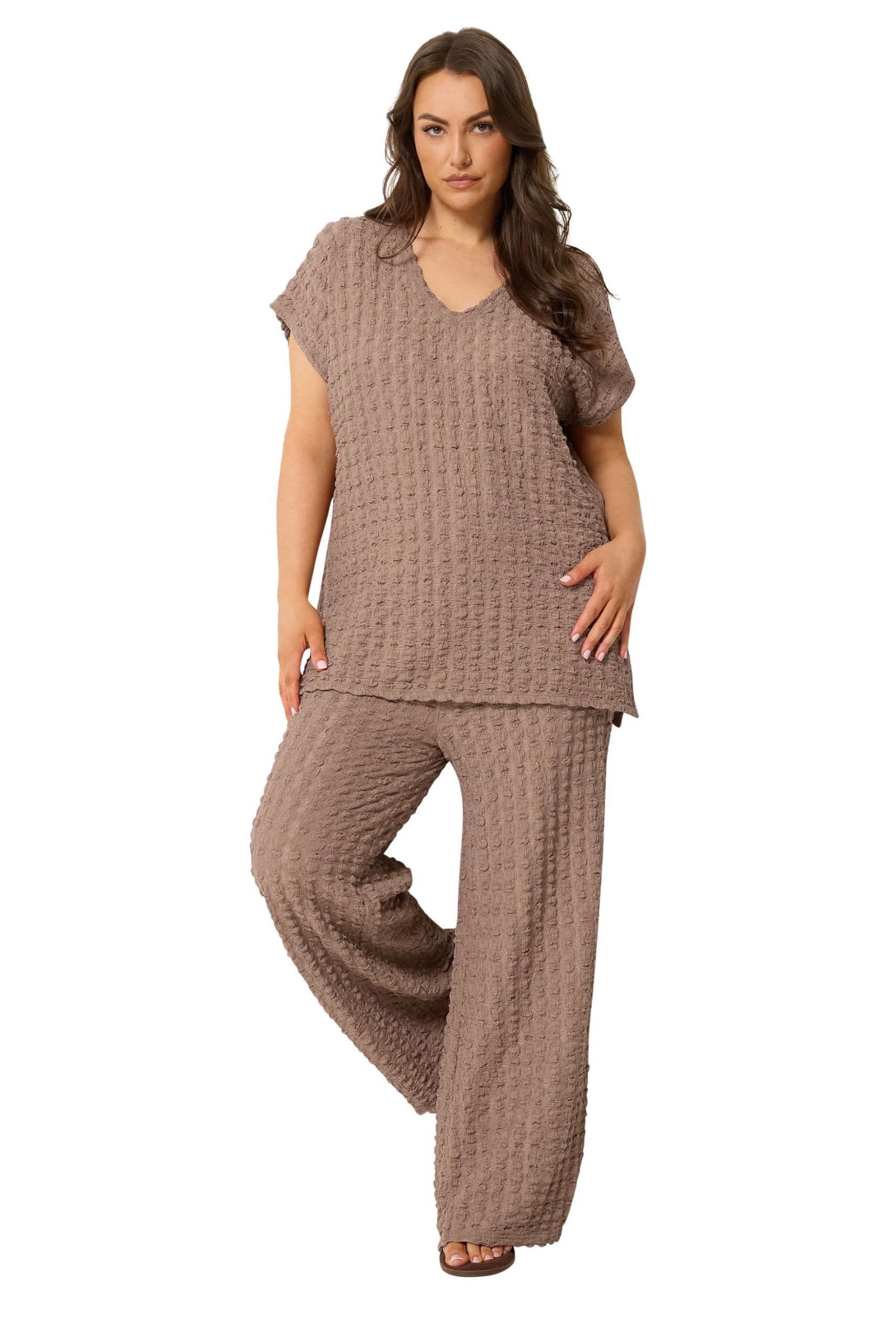 Yours - Women's - T-Shirt - Bubble Textured - Short Sleeve - Light Brown - Size 34-36