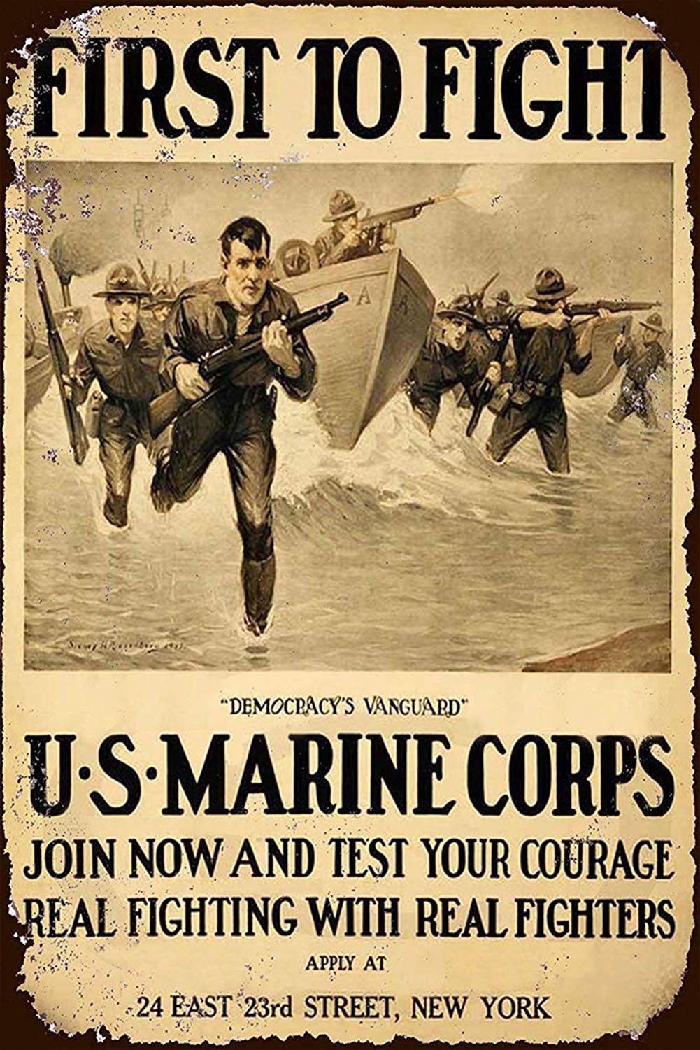 US Marine Corps First to Fight New Tin Sign Vintage Look Aluminum Metal Sign 8x12Inch (T26)